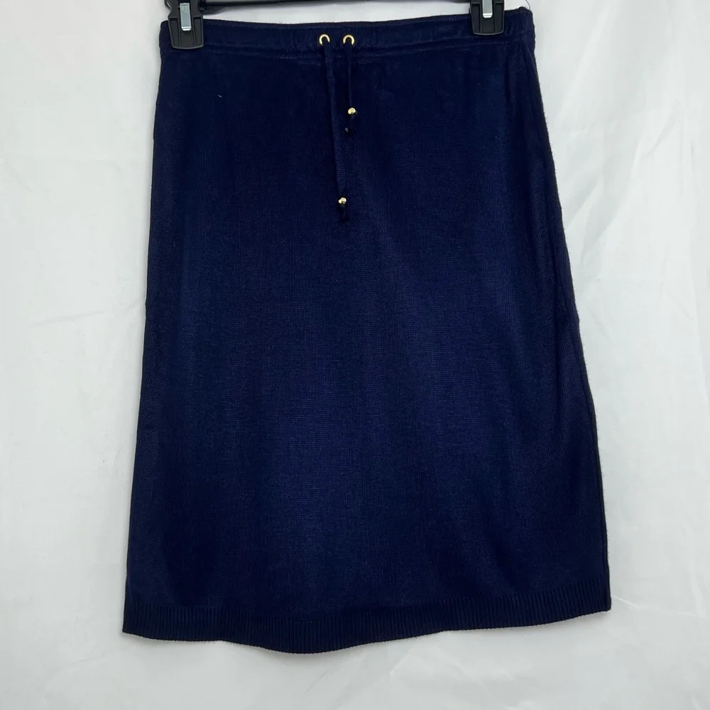 Women's Vintage St. John Sport By Marie Gray Pencil Knot Skirt, Size 2,‎ Navy